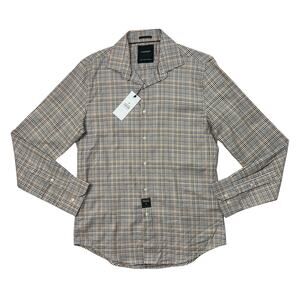 Ricky Singh Denim & Flower Shirt Mens S Small White Saffron Houndstooth Plaid